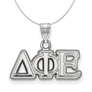 Sterling Silver Delta Phi Epsilon Small Greek Necklace - 16 Inch